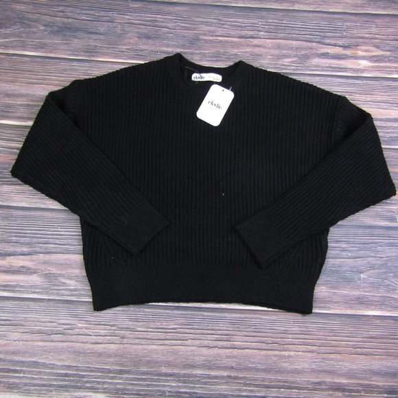 Elodie Sweaters - Elodie NEW Small Black Crewneck Sweater Knit Ribbed Comfy Winter Soft